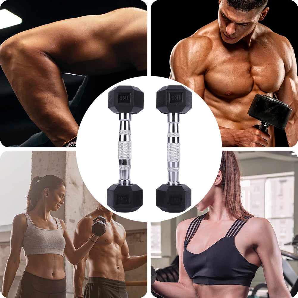 Hex Dumbbell Set Non-slip Handle Hand Weights Ergonomic Rubber Coated Dumbbell 1KG Exercise Dumbbell for Home Gym