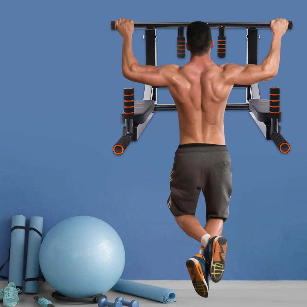Wall-mount Pull Up Bar Chin Up Bar Multifunctional Dip Station for Indoor Gym Workout Training Equipment Fitness Dip Stand