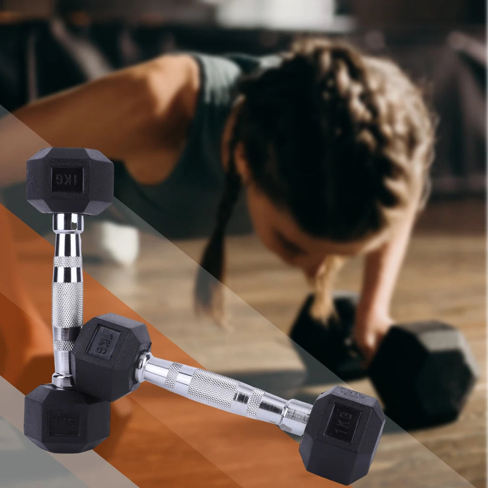 Hex Dumbbell Set Non-slip Handle Hand Weights Ergonomic Rubber Coated Dumbbell 1KG Exercise Dumbbell for Home Gym