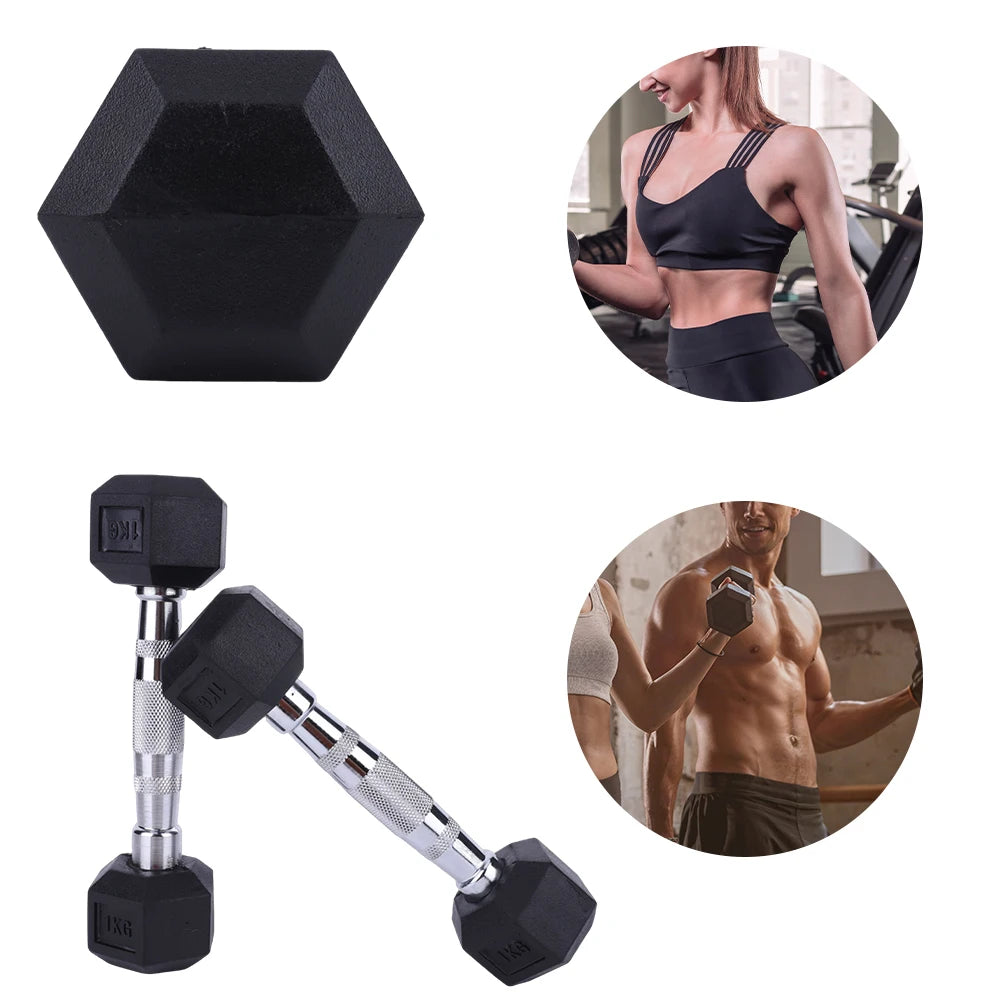 Hex Dumbbell Set Non-slip Handle Hand Weights Ergonomic Rubber Coated Dumbbell 1KG Exercise Dumbbell for Home Gym