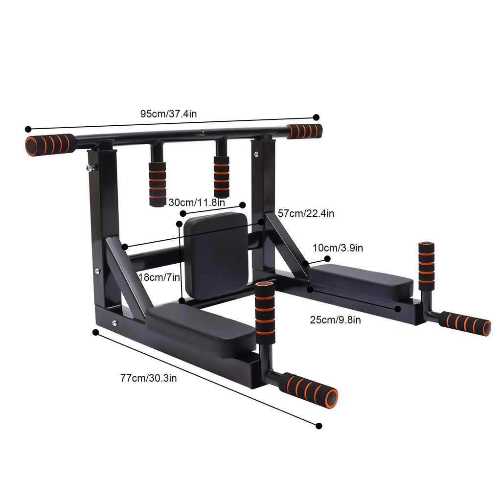 Wall-mount Pull Up Bar Chin Up Bar Multifunctional Dip Station for Indoor Gym Workout Training Equipment Fitness Dip Stand