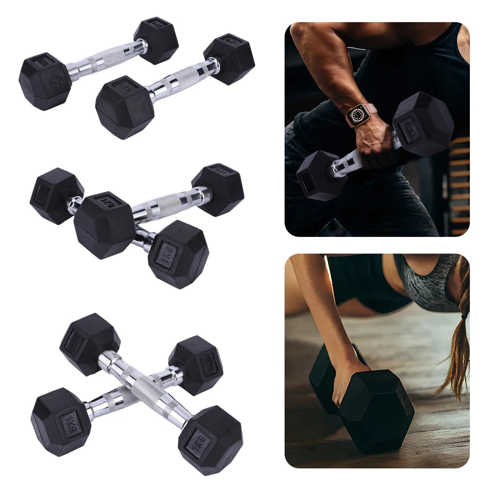 Hex Dumbbell Set Non-slip Handle Hand Weights Ergonomic Rubber Coated Dumbbell 1KG Exercise Dumbbell for Home Gym