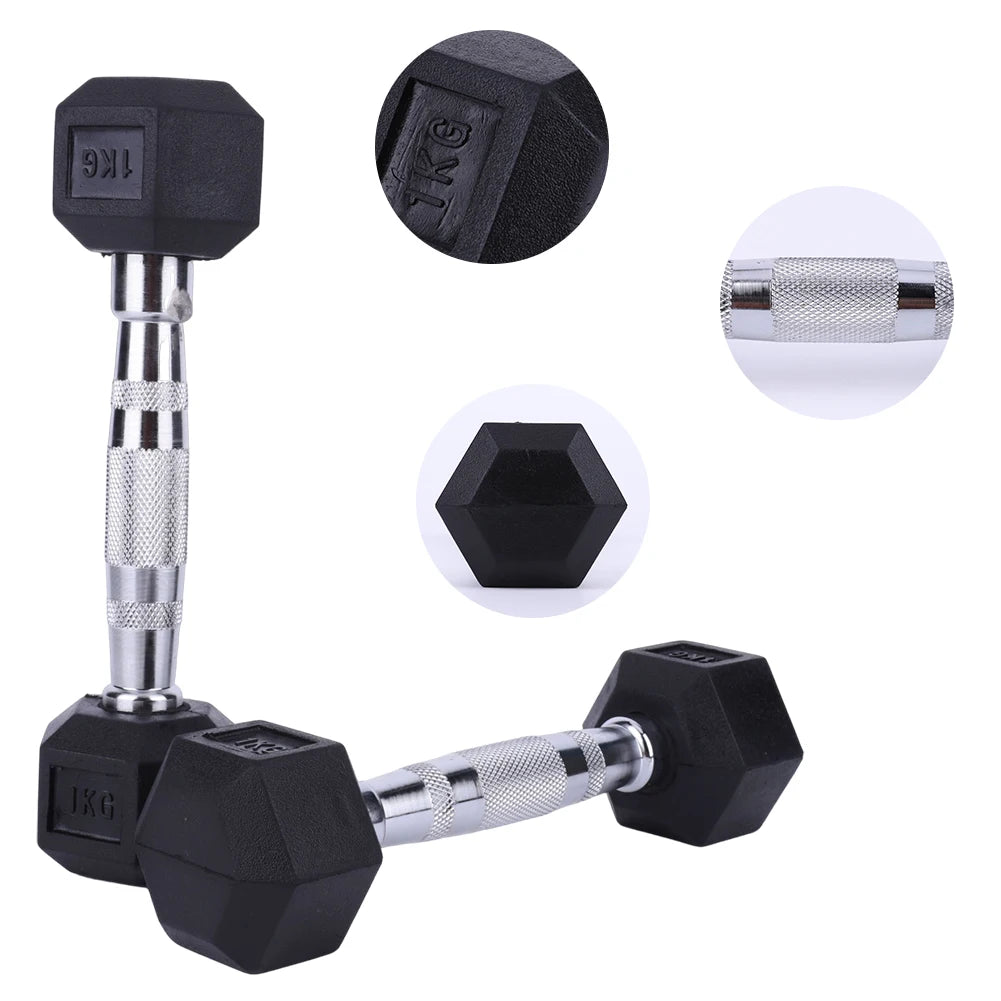 Hex Dumbbell Set Non-slip Handle Hand Weights Ergonomic Rubber Coated Dumbbell 1KG Exercise Dumbbell for Home Gym